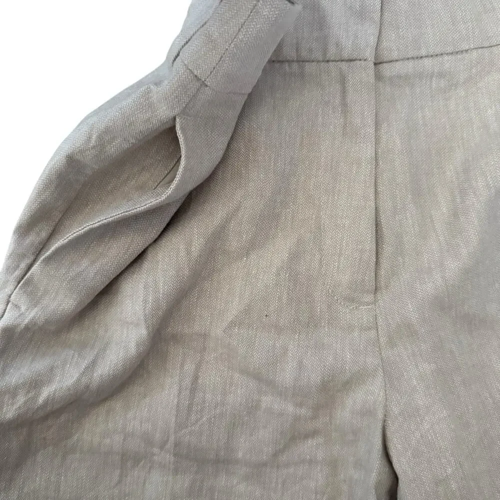 H&M Linen Blend Casual Straight Leg Old‎ Money Basic Office Wear Women Pants